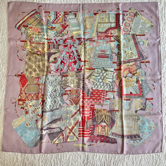 Hermès Voyage en Étoffes Silk Scarf 90cm Annie Faivre Rare Pastel - Picture 1 of 5